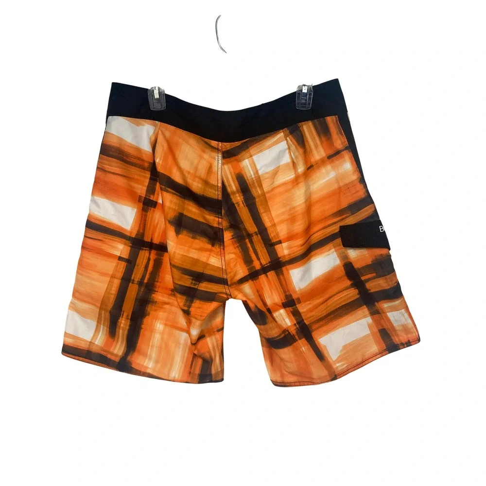 Body Glove Board Shorts Men's 34 Orange Black Abstract Swim Trunks Surf 10